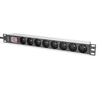 DIGITUS DN-95402-1-FR - Bâti de Prises 19" - 8 Prises - 1UH - avec Interrupteur - Version française - 250VAC 50/60Hz - 16A - 4000W - pour armoires réseau et Serveur 19 Pouces