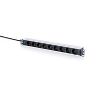 DIGITUS Multiprise 19 Pouces - 9 Prises avec Contact de Protection - 1 U | Fiche d'entrée CEE 7/7 - 16 A - 4 000 W - Pour armoires réseau et serveurs 19 pouces