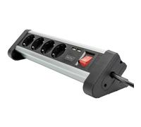 Digitus DA-70614 multiprise 1,5 m 4 sortie(s) CA Intérieure Noir, Argent