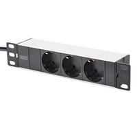 DIGITUS DN-95411 Bloc multiprise 3 Prises 1U 10" (254 mm) Montage en Rack dans Une Armoire réseau Argenté/Noir