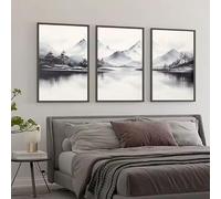 DIHANSM Triptyque d'affiches murales de montagne en noir et blanc (50x70cmx3/sans cadre)