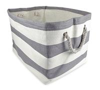 DII Bac de rangement pliable durable à rayures tissées avec poignées en corde souple renforcées avec œillets métalliques, taille S, 27,9 x 25,4 x 22,9 cm, gris