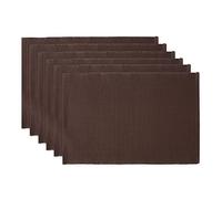DII Basic Everyday Lot de 6 Sets de Table côtelés 100% Coton 33 x 48 cm Marron foncé