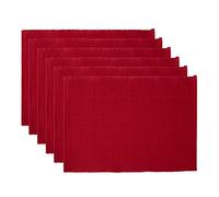 DII Basic Everyday Lot de 6 Sets de Table côtelés 100% Coton 33 x 48 cm Rouge Cardinal