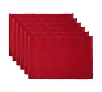 DII Basic Everyday Lot de 6 Sets de Table côtelés 100% Coton, 33 x 48 cm, Rouge Tango