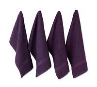 DII Basic Terry Collection Lot de 4 torchons gaufrés, 38,1 x 66 cm, Aubergine Unie