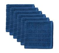 DII Basic Terry Collection Lot de 6 torchons à Carreaux de Couleur Unie, 30,5 x 30,5 cm, Bleu
