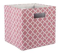 DII Boîte de rangement pliable en tissu rigide pour crèche, bureau et organisation de la maison (33 x 33 x 33 cm) - Rose treillis