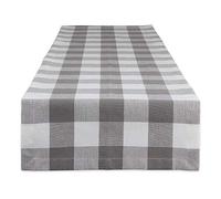 DII Buffalo Check Collection Chemin de Table Classique Farmhouse 35,6 x 182,9 cm, Gris et Blanc
