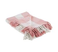 DII Buffalo Check Collection Couverture Rustique avec Pompons, 127 x 152,4 cm, Rose/Blanc