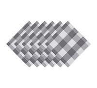 DII Buffalo Check Collection - Lot de 6 Serviettes en Tissu de Ferme Classique, 50,8 x 50,8 cm, Gris et Blanc