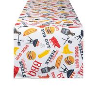 DII CAMZ11167 Chemin de Table 100% Polyester imperméable pour extérieur ou intérieur, Lavable en Machine, 35 x 183 cm, Barbecue