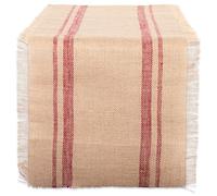 DII Camz38407 minérale Double Bordure en Toile de Jute Chemin de Table, 35,6 x 182,9 cm, Border Barn Red, 14" x 108"