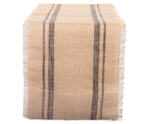 DII Camz38407 minérale Double Bordure en Toile de Jute Chemin de Table, 35,6 x 182,9 cm, Border Mineral Grey, 14" x 108"