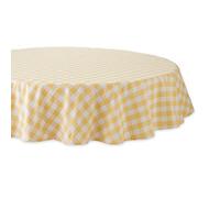 DII Checkered Tabletop Collection Nappe Ronde 100% Coton Lavable en Machine Jaune 178 cm