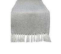 DII Chemin de Table 100 % Coton tricoté, Gris, 38 x 274 cm