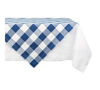DII Chemin de Table à Carreaux en Coton pour dîner de Famille ou rassemblements, fêtes en intérieur ou en extérieur, et Utilisation Quotidienne, Bleu Marine et crème., 40x40