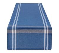 DII Chemin de Table à Rayures françaises Style Ferme, 35,6 x 274,3 cm, Chambray Bleu