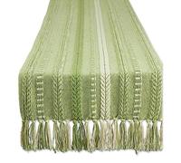 DII Chemin de Table Collection Coton Vert Antique 15 x 108 cm (15 x 113 cm, Franges incluses)