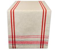 DII Chemin de Table de Salle à Manger à Rayures françaises de Style Ferme, 35,6 x 274,3 cm, Taupe/Rouge