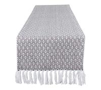 DII Chemin de Table en Coton tressé, Parfait pour l'été, Les fêtes de Vacances et Un Usage Quotidien., Coton, Gris, 15 x 72 inches