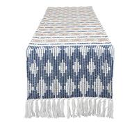 DII Chemin de Table Southwest en Coton, Bleu français/Pierre, 38,1 x 182,9 cm