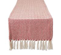 DII Chemin de Table tissé Basic Collection Chevron 38,1 x 274,3 cm, Rouge Tango