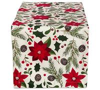 DII Chemin de Table Woodland Holly de Noël pour Cuisine et décoration de Table, 35,6 x 182,9 cm, Poinsettia et Verdure de Noël
