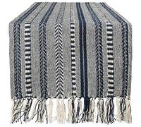 DII Collection Chemin de Table en Coton, Bleu Marine, 38,1 x 182,9 cm (38,1 x 190,9 cm, Franges Inclus