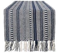 DII Collection Chemin de Table en Coton, Bleu Marine, 38,1 x 274,3 cm (38,1 x 299,1 cm, Franges incluses)