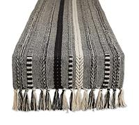 DII Collection Chemin de Table en Coton, Noir, 38,1 x 274,3 cm (15 x 113 cm, Franges incluses)