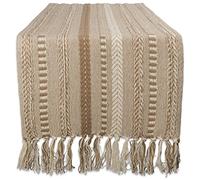 DII Collection Chemin de Table en Coton, Pierre, 38,1 x 182,9 cm (38,1 x 190,9 cm, Franges incluses)