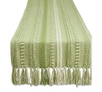 DII Collection Chemin de Table en Coton, Vert Antique, 38,1 x 182,9 cm (38,1 x 190,9 cm, Franges