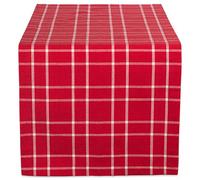 DII Collection de Linge de Table de Salle à Manger de Vacances à Carreaux Houx, Chemin de Table de Noël 35,6 x 274,3 cm, Rouge et Blanc