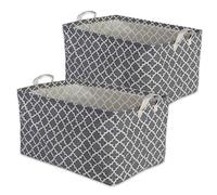 DII Collection de rangement à linge, panier pliable avec revêtement en polyéthylène avec poignées, treillis gris, grand ensemble, 26,7 x 44,5 x 25,4 cm