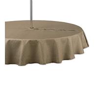 DII Collection de Table intérieure/extérieure, Trou pour Parasol avec Fermeture éclair, Lavable en Machine, Treillis Ton sur Ton, Nappe Ronde, 152,4 cm, Pierre