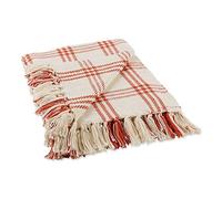 DII - Collection Modern Farmhouse - Couvre-lit en Coton de Style Rustique Moderne, 127 x 152,4 cm, Blanc/Rouge Vintage