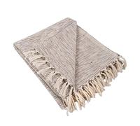 DII Coton Tissé Slub torsadée Couvre-lit à Rayures avec Frange