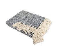 DII Couvre-lit à Chevrons pour intérieur/extérieur 100% Coton Camping Barbecue plages Couverture Quotidienne - 127 x 152,4 cm, Bleu Nautique, Nautical Blue, Mini Chevron