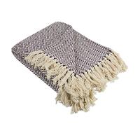 DII Couvre-lit à Chevrons pour intérieur/extérieur 100% Coton Camping Barbecue plages Couverture Quotidienne - 127 x 152,4 cm, Bleu Nautique, Aubergine, Mini Chevron