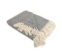 DII Couvre-lit à Chevrons pour intérieur/extérieur 100% Coton Camping Barbecue plages Couverture Quotidienne - 127 x 152,4 cm, Bleu Nautique, Noir, Mini Chevron