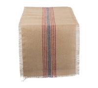 DII Dessus de Table de Cuisine, Jute, Rayures centrales, Bleu et Rouge, 35,6 x 182,9 cm