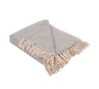 DII Dessus de Table rayé à Franges, Coton, Gris, 50 x 60 cm