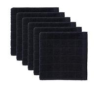 DII Ensemble de torchons à Carreaux Solides en Coton, Noir, 30,5 x 30,5 cm