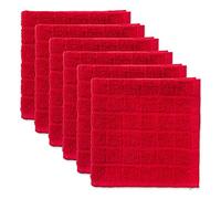 DII Ensemble de torchons à Carreaux Solides en Coton, Rouge, 30,5 x 30,5 cm