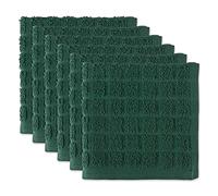DII Ensemble de torchons à Carreaux Solides, Tissu en Coton, Vert foncé, 30,5 x 30,5 cm