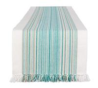 DII Everyday Collection Chemin de Table à Rayures à Franges, 35,6 x 182,9 cm, Bleu Sarcelle