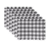 DII Franges MT Check S/6 Ensemble de Sets de Table en Coton Gris 33 x 48 cm
