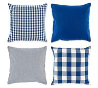 DII Gingham/Check Pillow Cover, Assorted Navy/Off-White, 18x18