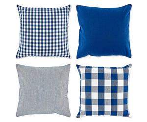 DII Gingham/Check Pillow Cover, Assorted Navy/Off-White, 18x18